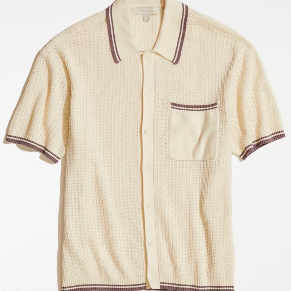Urban Outfitters: Standard Cloth- Ivory Refine Button-Up Polo Sweater